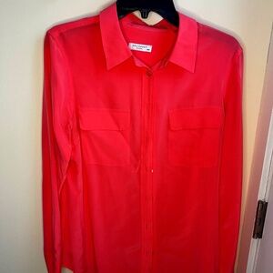 Equipment Medium 100% Signature Silk Shirt, azalea pink